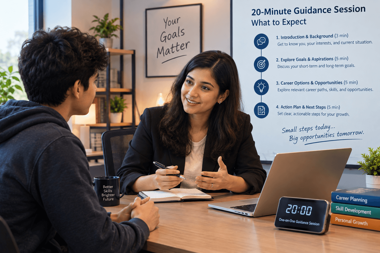 Student and parent reviewing course fees and a simple budget